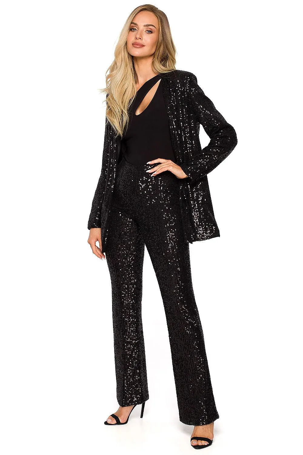 Sparkling Sequin Open Jacket Outerwear