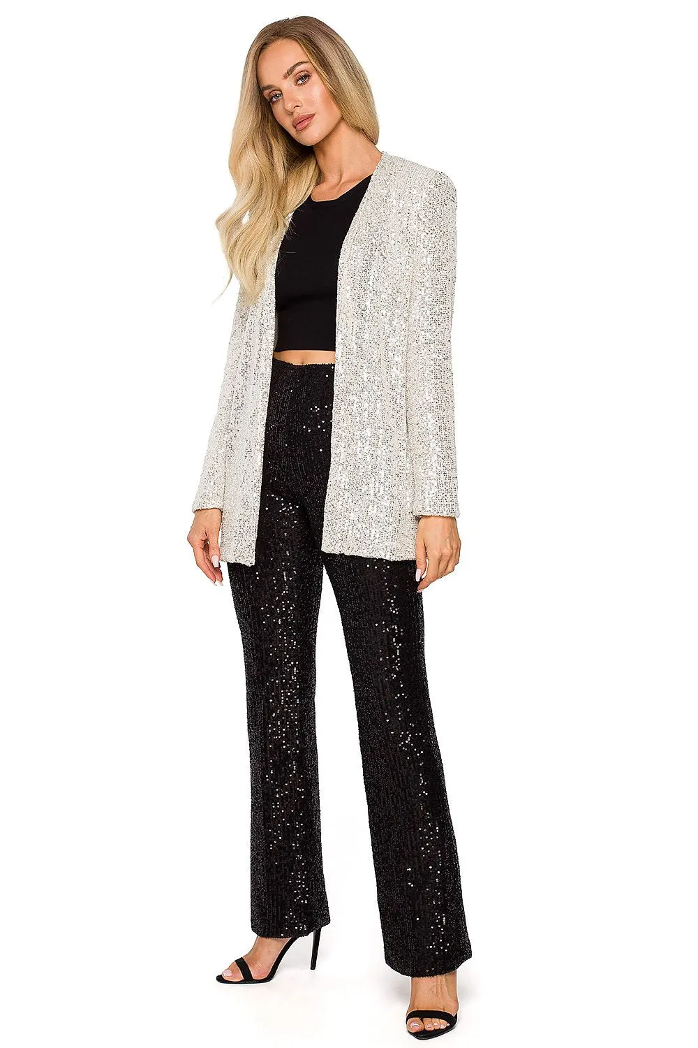 Sparkling Sequin Open Jacket Outerwear