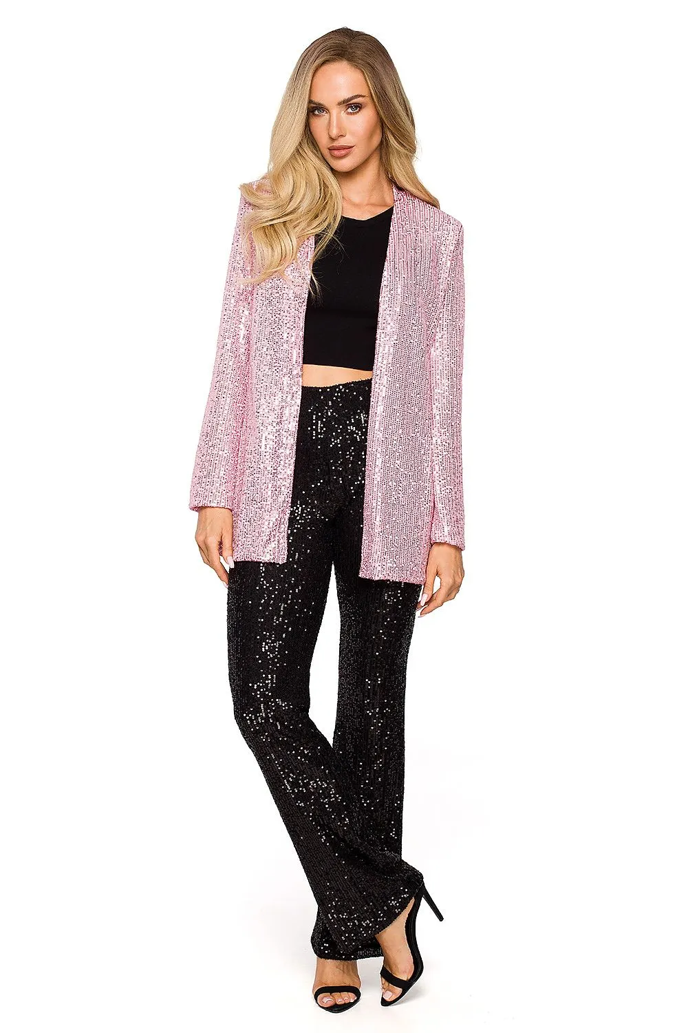 Sparkling Sequin Open Jacket Outerwear