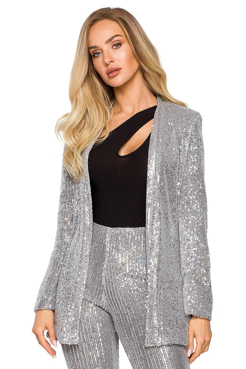 Sparkling Sequin Open Jacket Outerwear