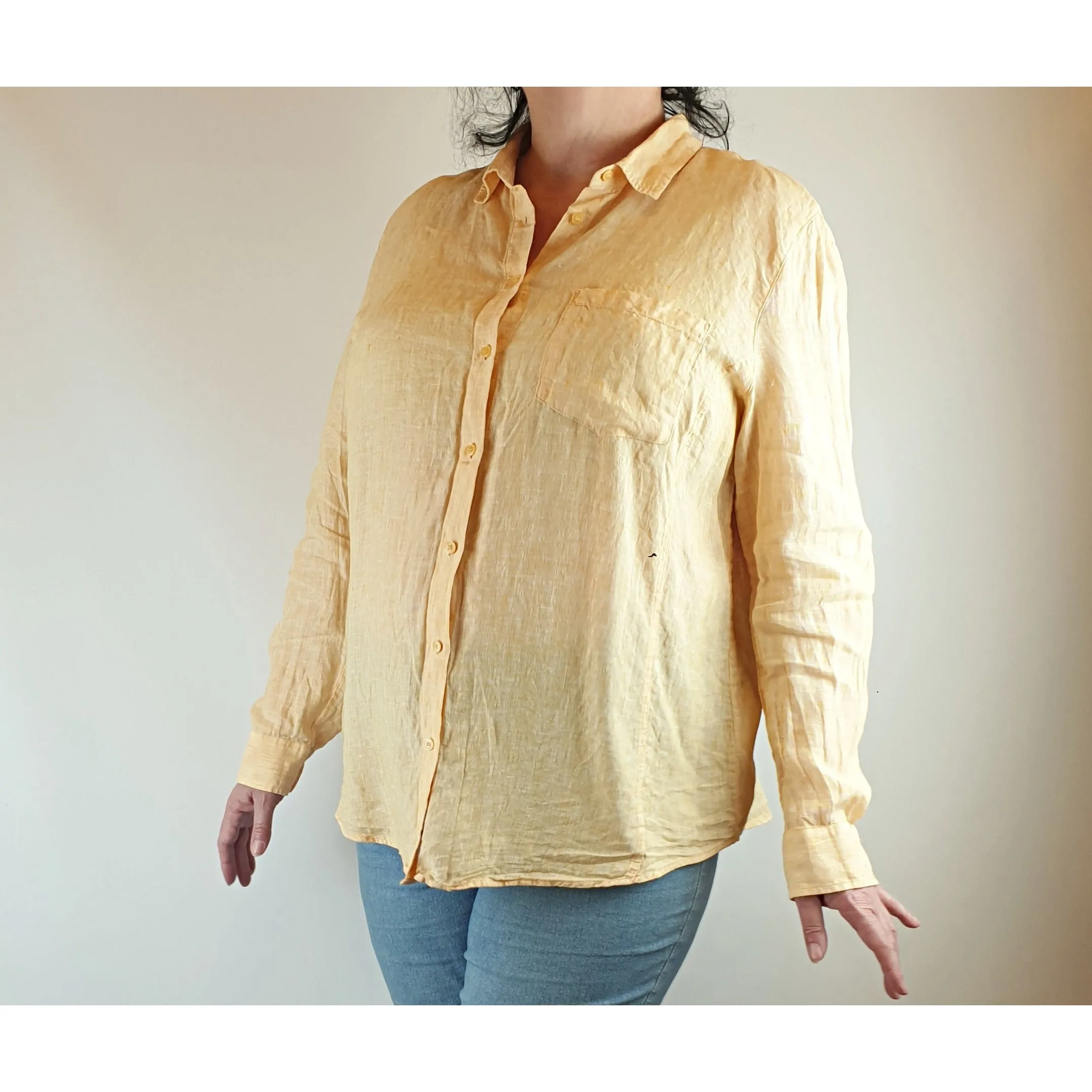 Sportscraft light orange/peach 100% linen shirt size 18 (fits sizes 16-18)