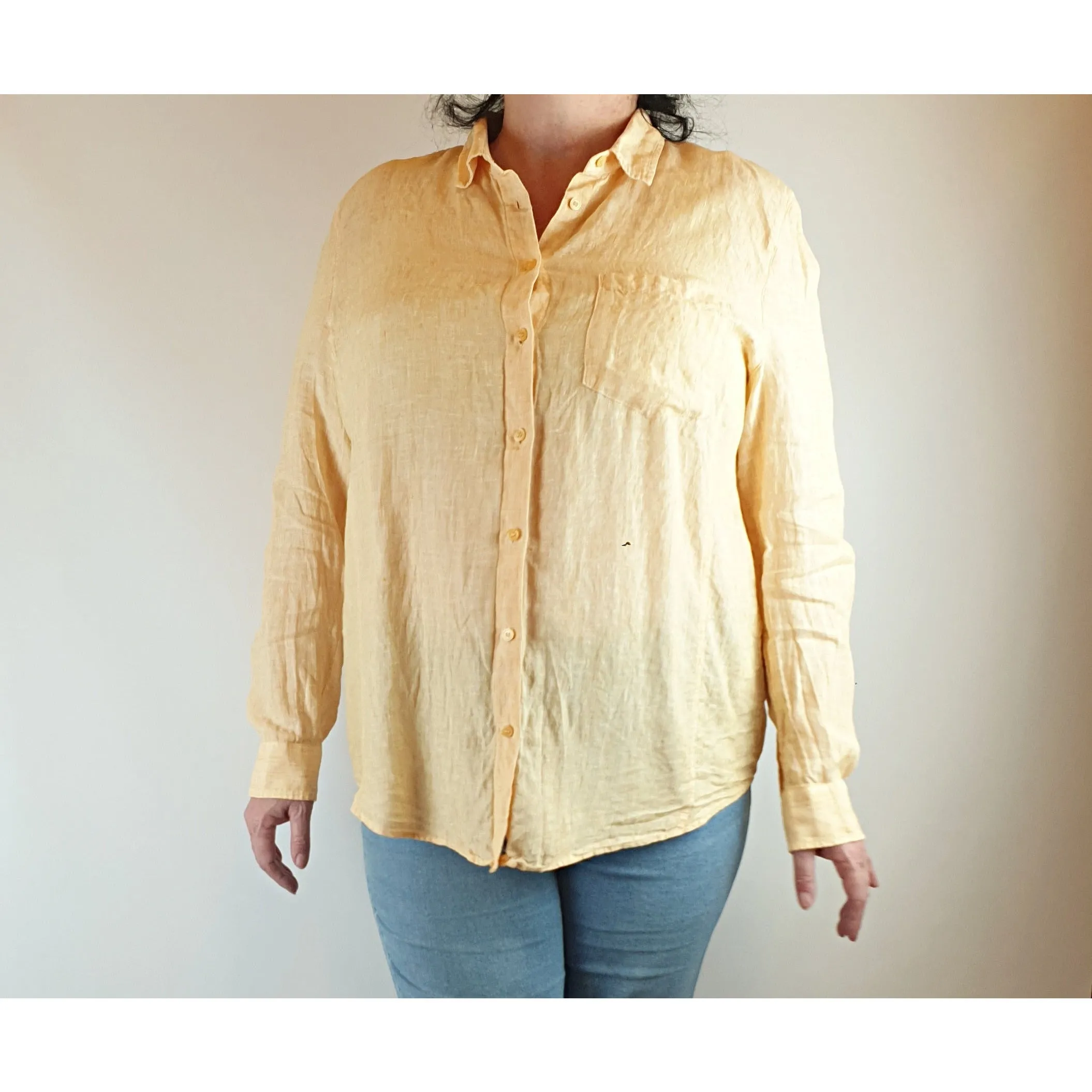 Sportscraft light orange/peach 100% linen shirt size 18 (fits sizes 16-18)