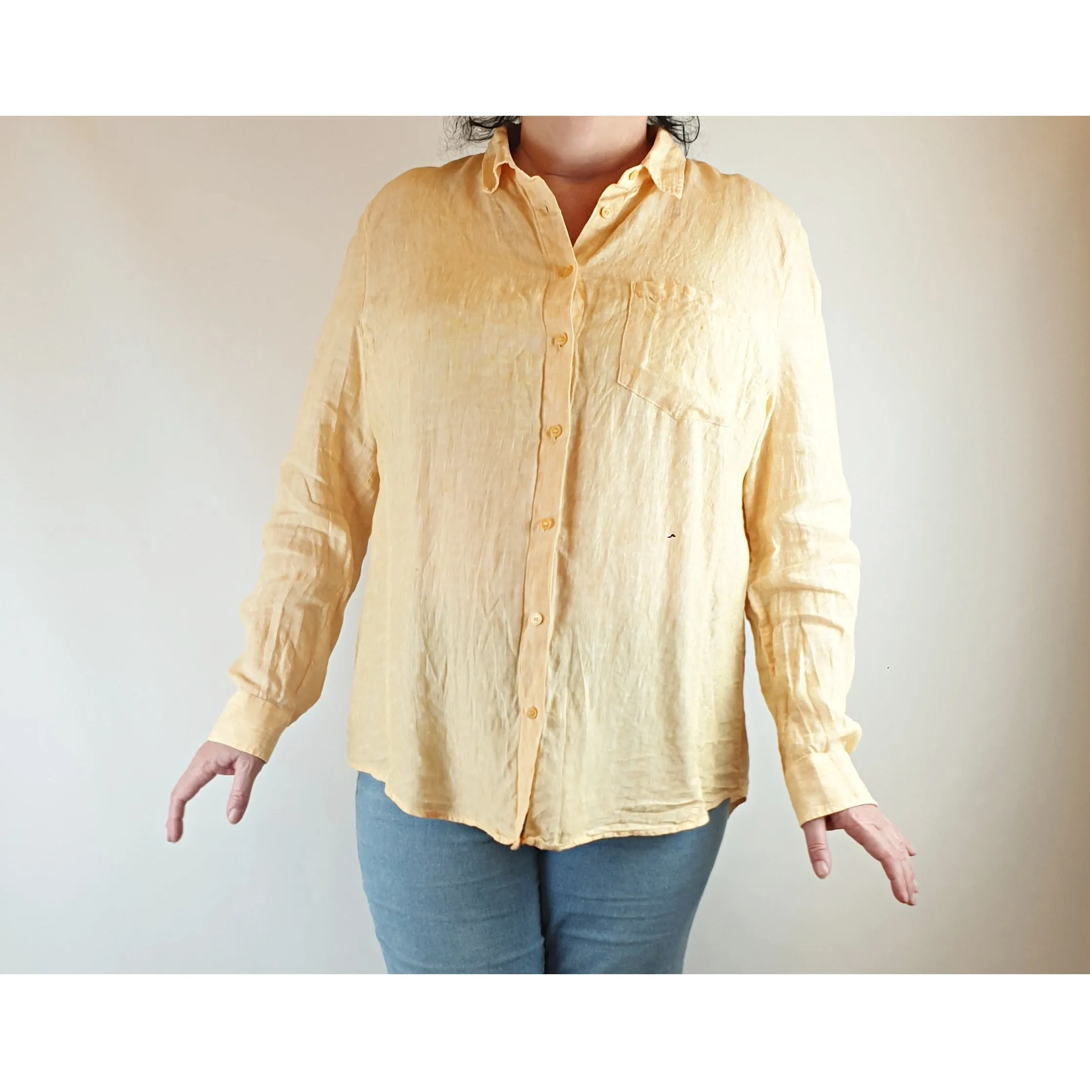 Sportscraft light orange/peach 100% linen shirt size 18 (fits sizes 16-18)