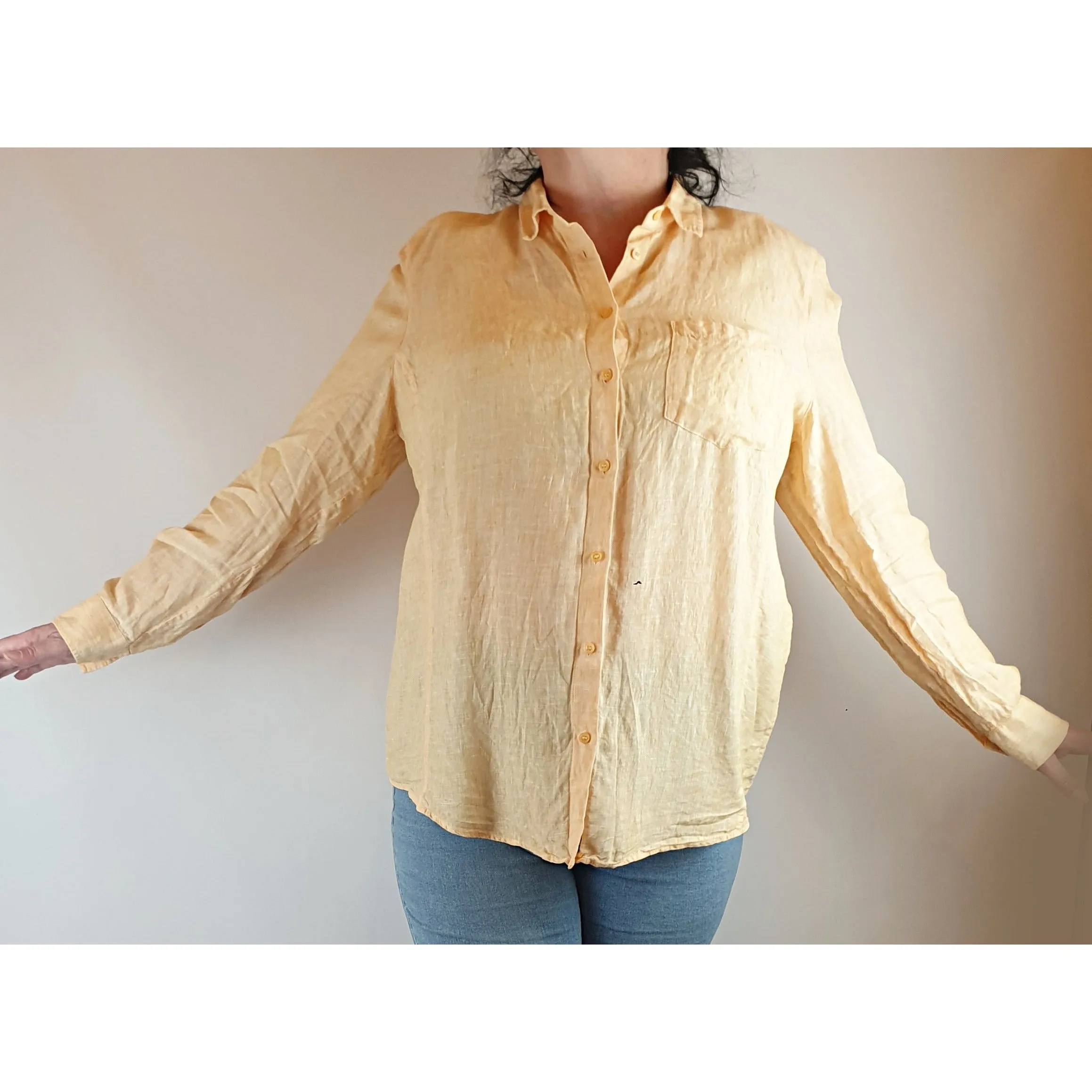 Sportscraft light orange/peach 100% linen shirt size 18 (fits sizes 16-18)