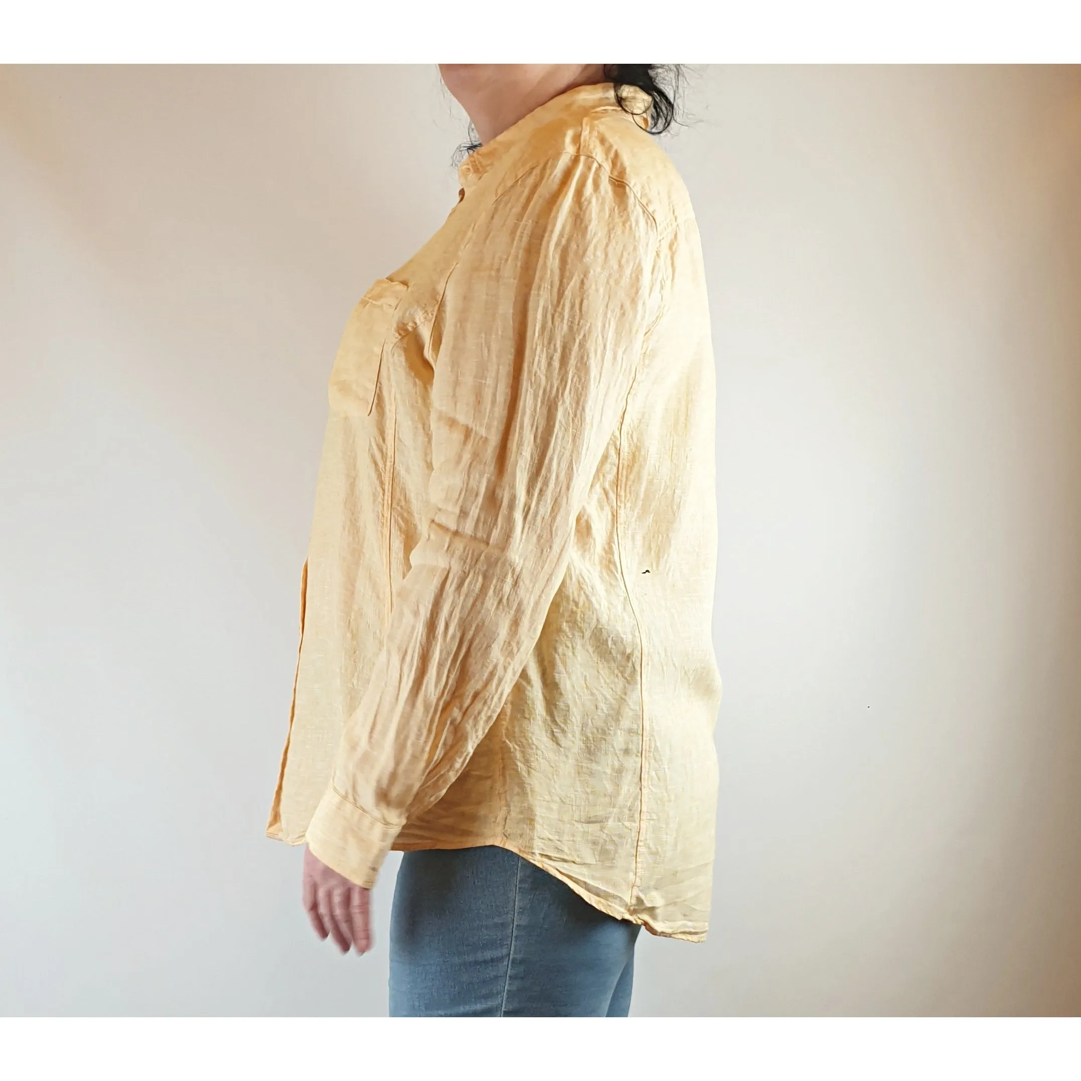 Sportscraft light orange/peach 100% linen shirt size 18 (fits sizes 16-18)