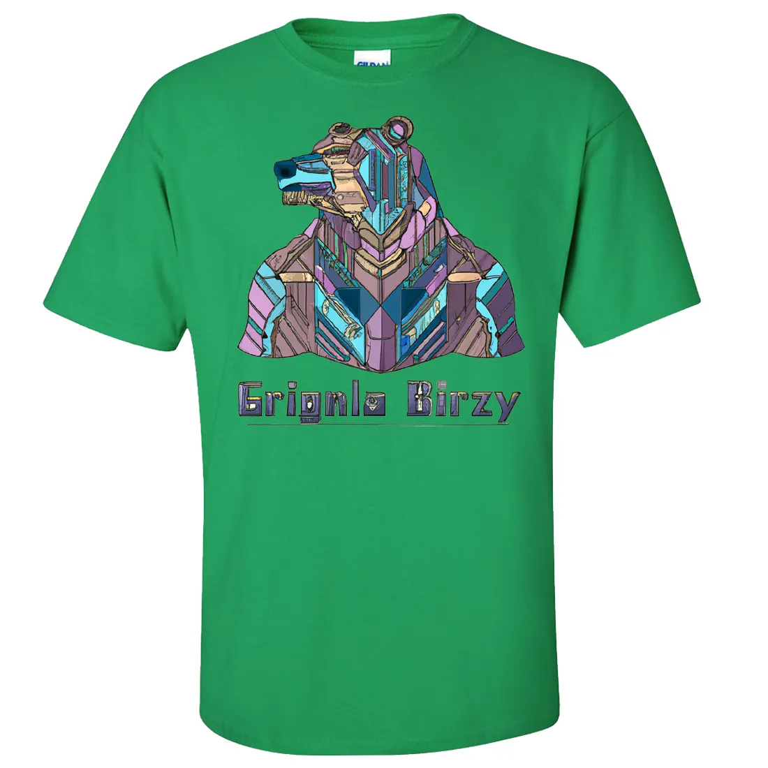 Stained Glass Cyborg Grizzly Bear Asst Colors T-shirt/tee