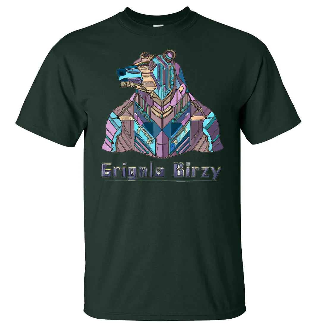 Stained Glass Cyborg Grizzly Bear Asst Colors T-shirt/tee