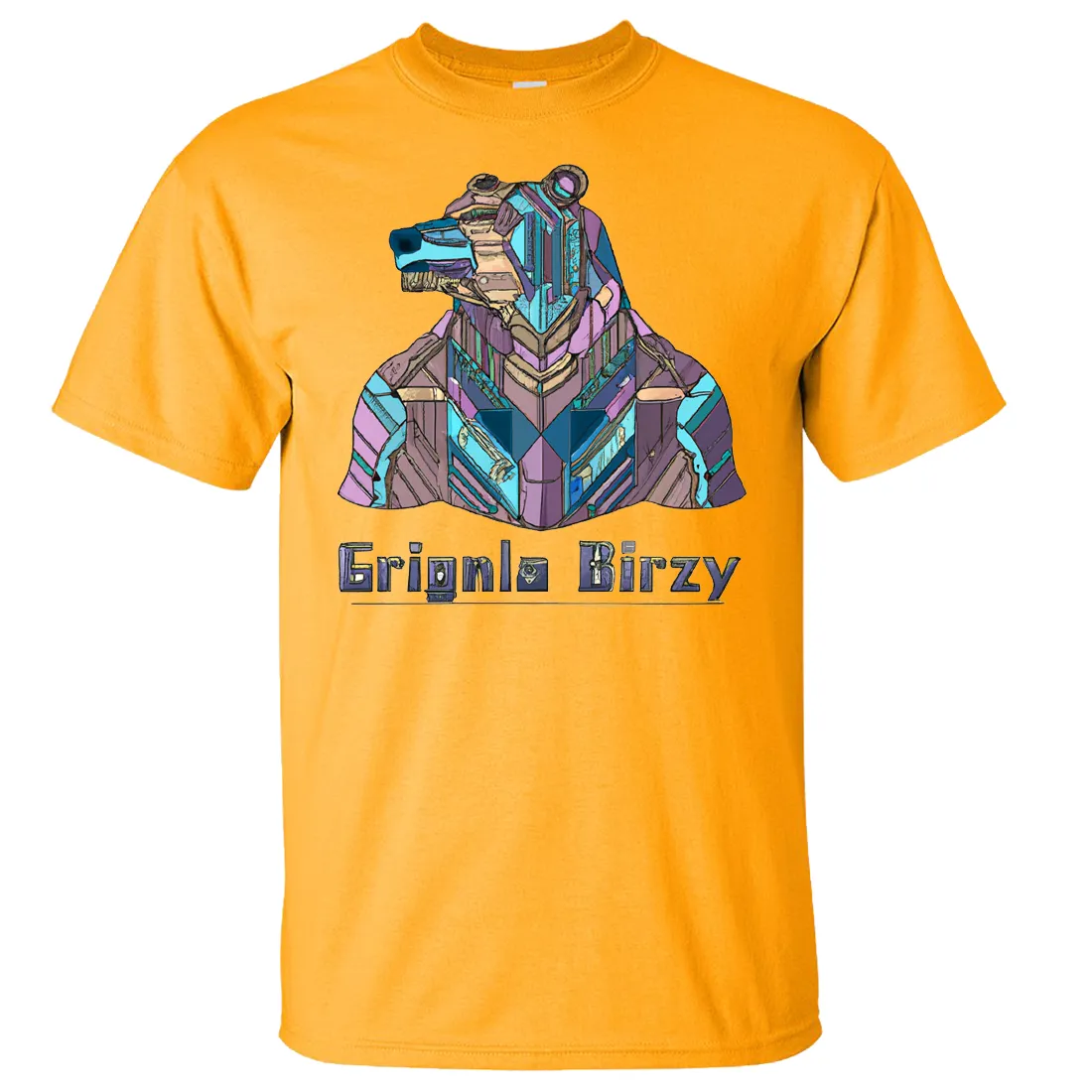 Stained Glass Cyborg Grizzly Bear Asst Colors T-shirt/tee