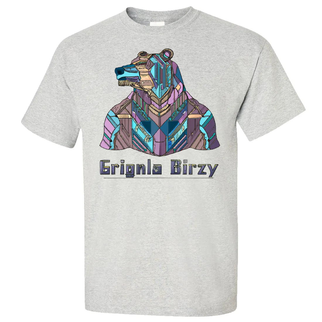 Stained Glass Cyborg Grizzly Bear Asst Colors T-shirt/tee