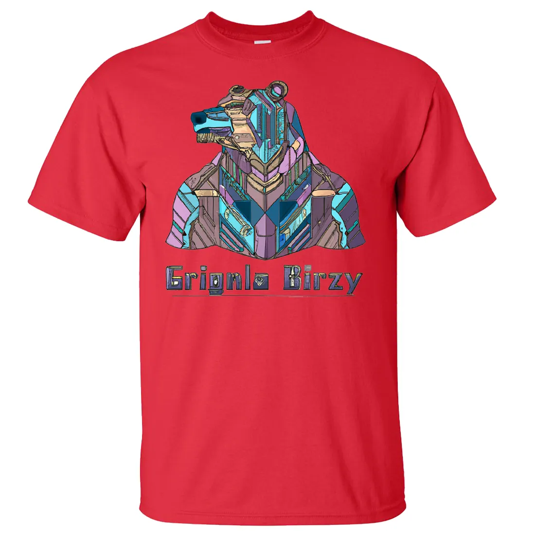 Stained Glass Cyborg Grizzly Bear Asst Colors T-shirt/tee