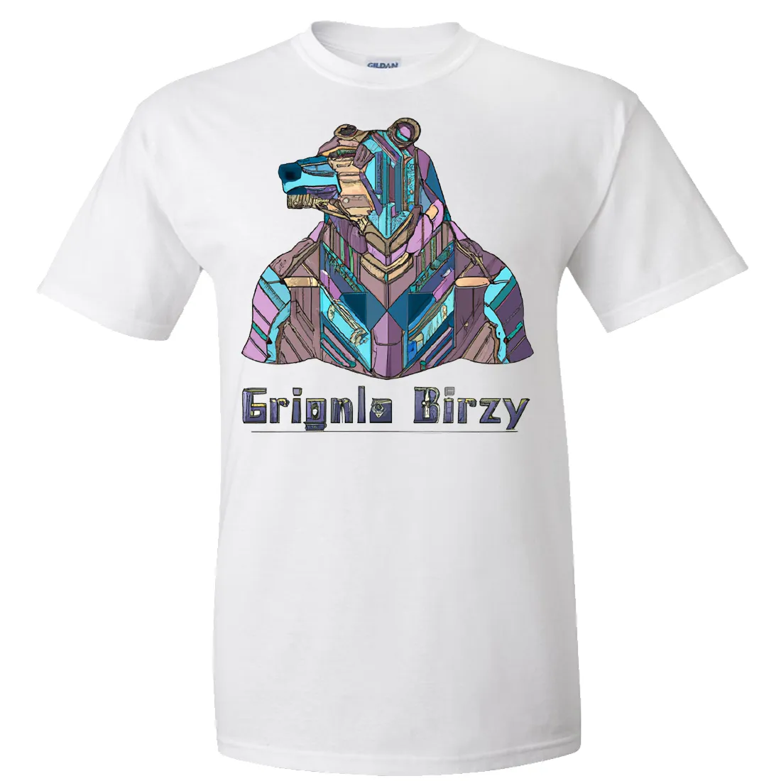 Stained Glass Cyborg Grizzly Bear Asst Colors T-shirt/tee