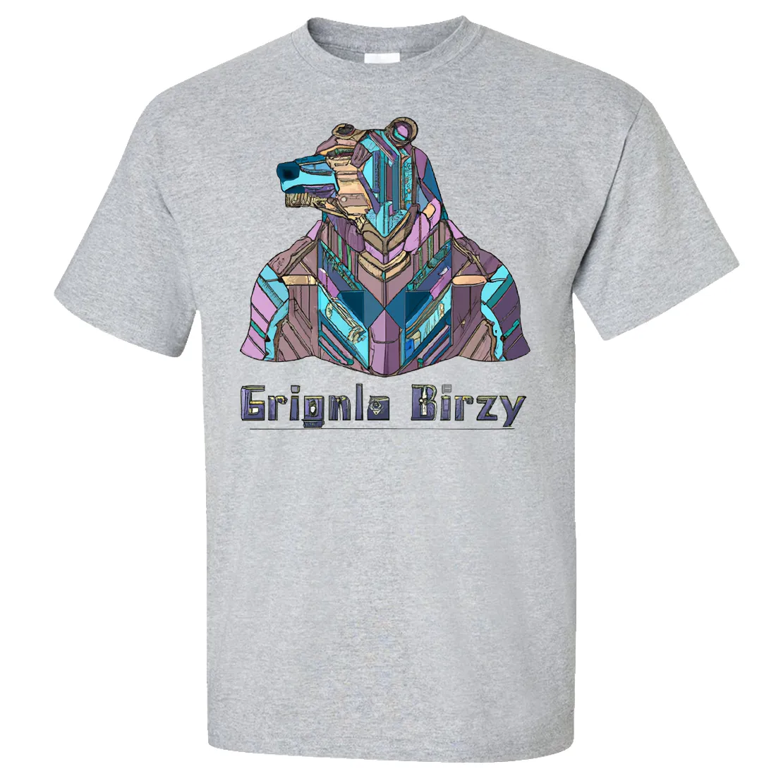 Stained Glass Cyborg Grizzly Bear Asst Colors T-shirt/tee