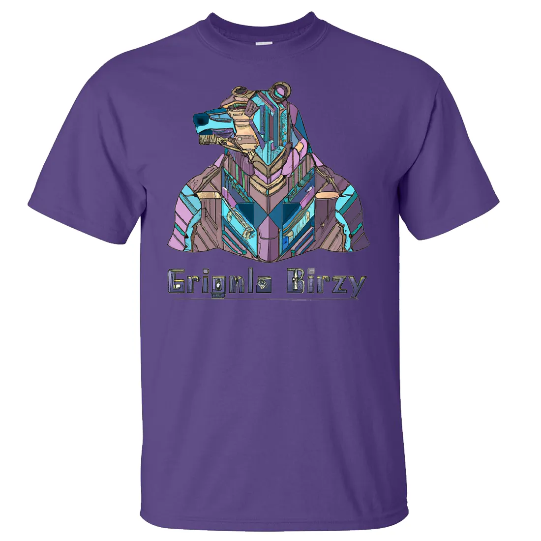 Stained Glass Cyborg Grizzly Bear Asst Colors T-shirt/tee