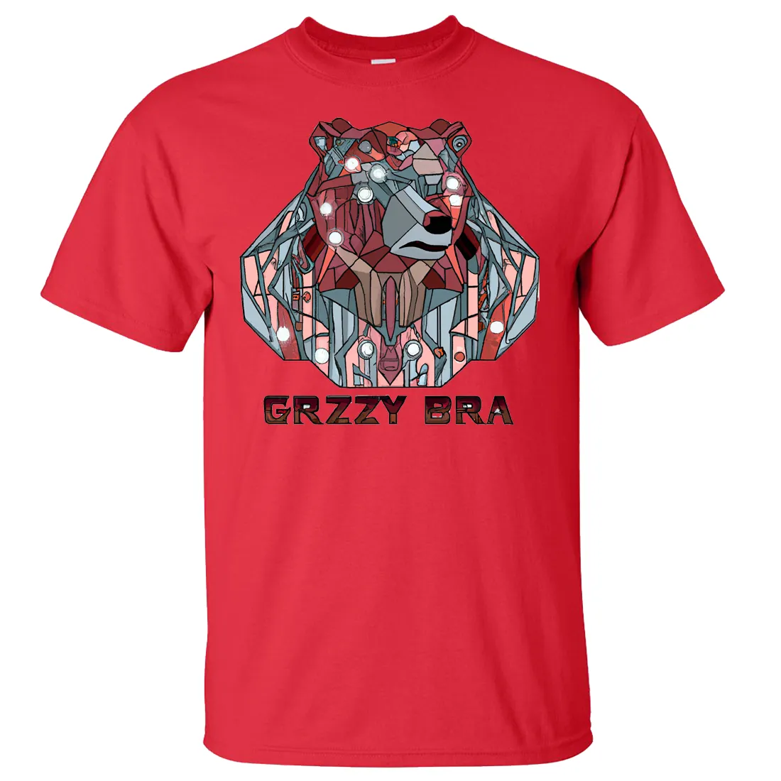 Stained Glass Cyborg Grizzly Bear GRZZY BRA Asst Colors T-shirt/tee