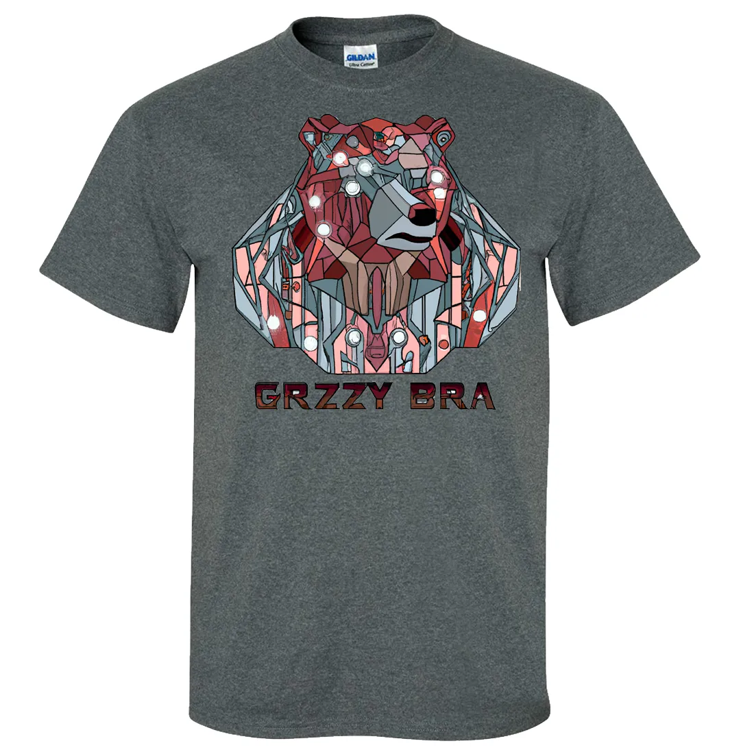 Stained Glass Cyborg Grizzly Bear GRZZY BRA Asst Colors T-shirt/tee