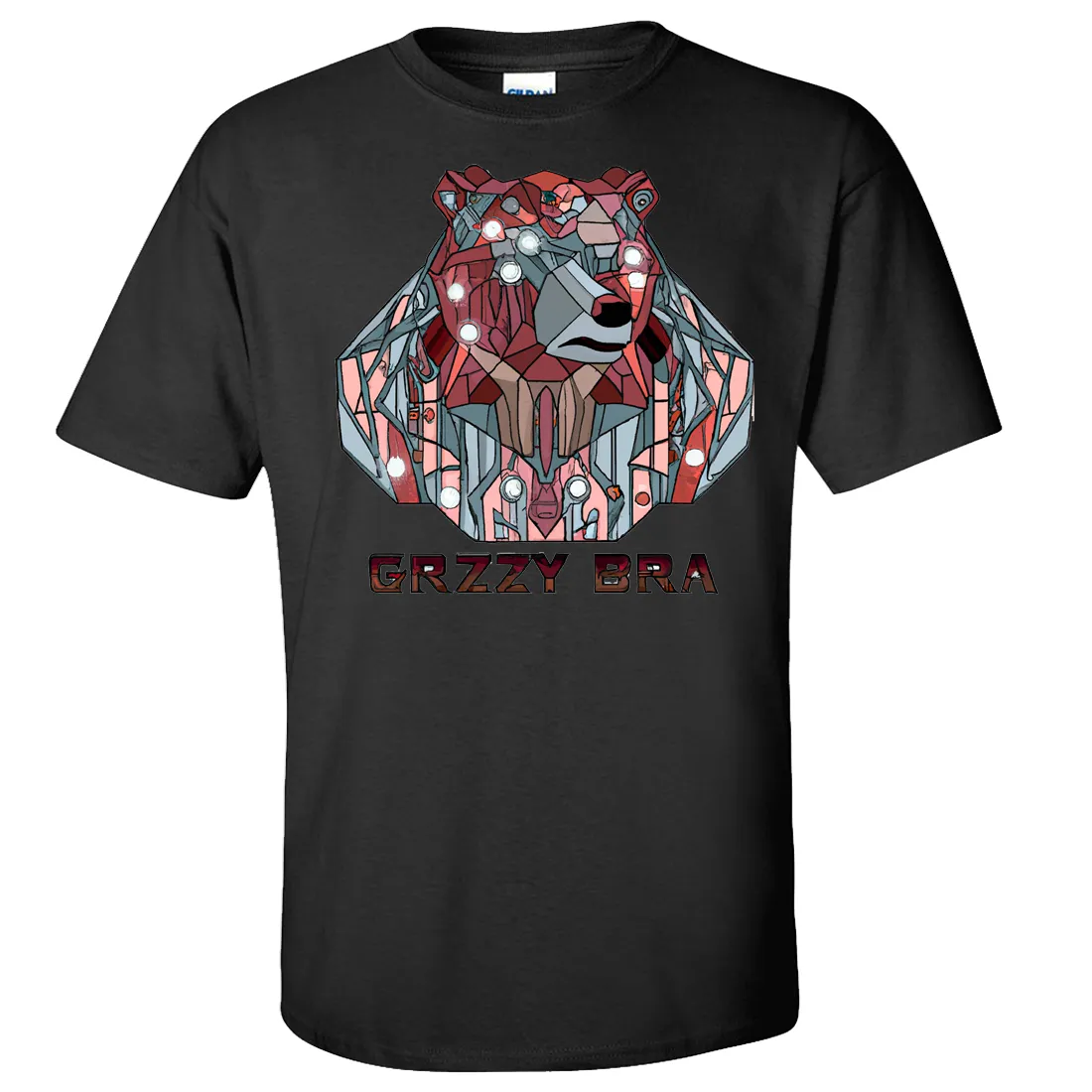 Stained Glass Cyborg Grizzly Bear GRZZY BRA Asst Colors T-shirt/tee