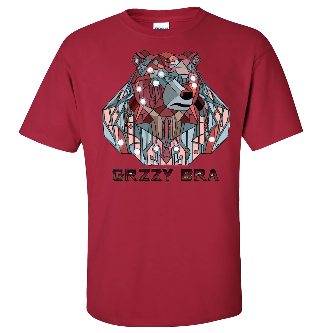 Stained Glass Cyborg Grizzly Bear GRZZY BRA Asst Colors T-shirt/tee