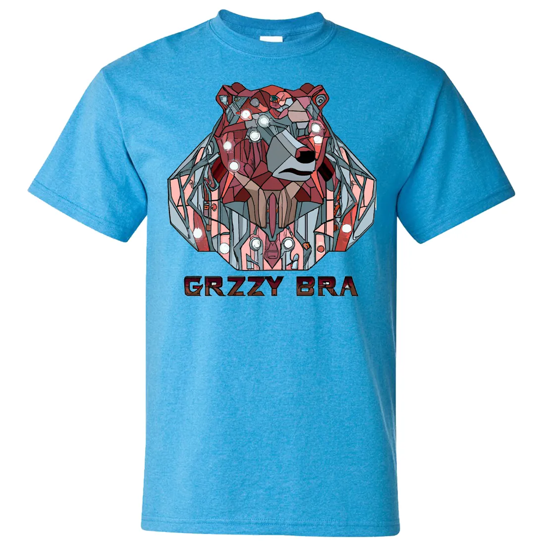 Stained Glass Cyborg Grizzly Bear GRZZY BRA Asst Colors T-shirt/tee