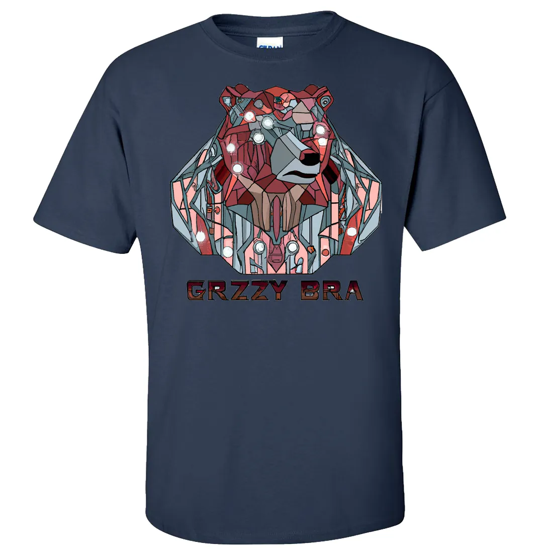 Stained Glass Cyborg Grizzly Bear GRZZY BRA Asst Colors T-shirt/tee