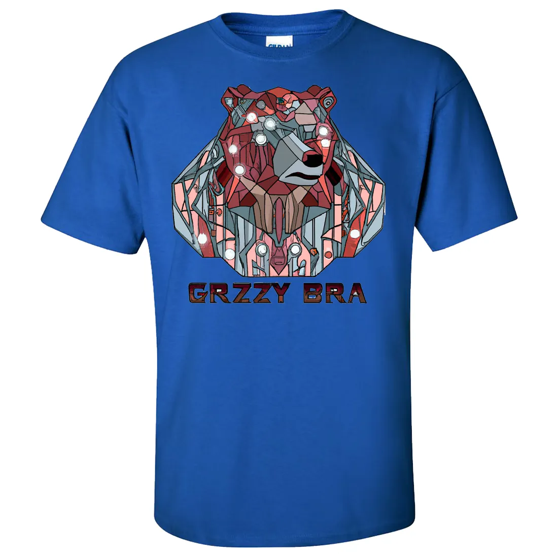 Stained Glass Cyborg Grizzly Bear GRZZY BRA Asst Colors T-shirt/tee