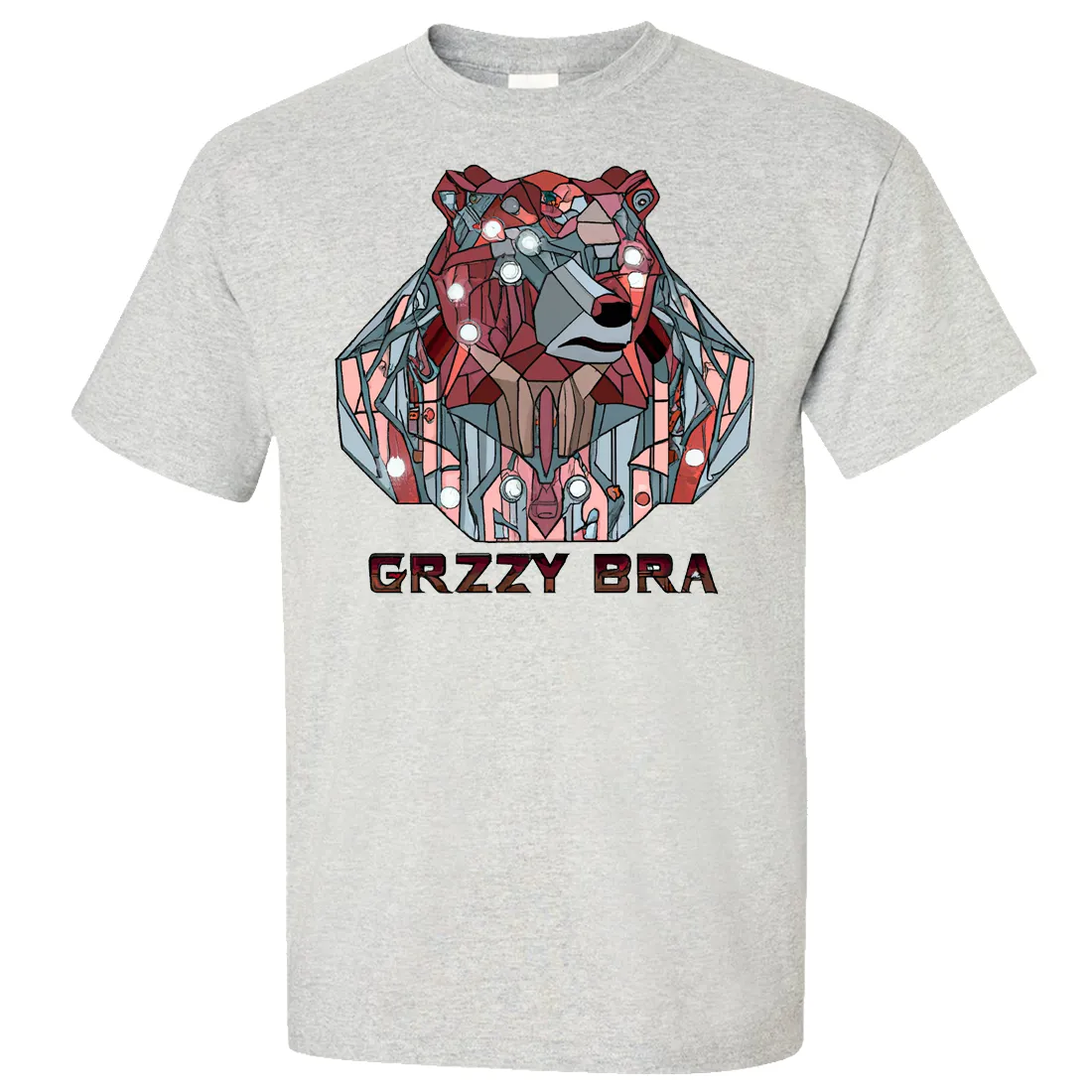 Stained Glass Cyborg Grizzly Bear GRZZY BRA Asst Colors T-shirt/tee
