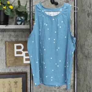 Stars Above Womens Stretch Knit Sleeveless Pajama Shirt Blue Polka Dot XXL