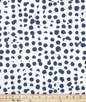 Straight Valance in Pebbles Navy Blue and White Print Fabric, Fully Lined Custom Made