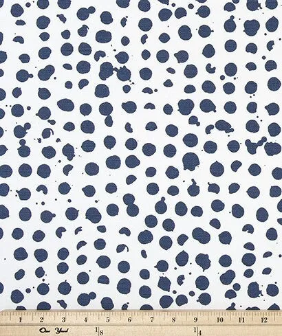 Straight Valance in Pebbles Navy Blue and White Print Fabric, Fully Lined Custom Made
