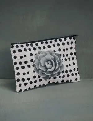 Succulent Polk-A-Dot Cosmetic Pouch, Stocking Stuffer, College Student Gift, Mother's Day Gift, Christmas Gift