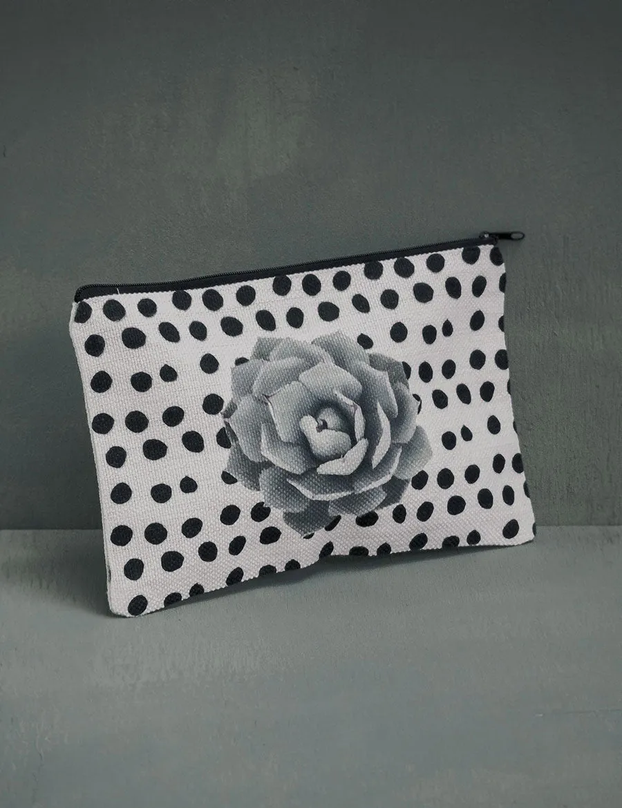 Succulent Polk-A-Dot Cosmetic Pouch, Stocking Stuffer, College Student Gift, Mother's Day Gift, Christmas Gift