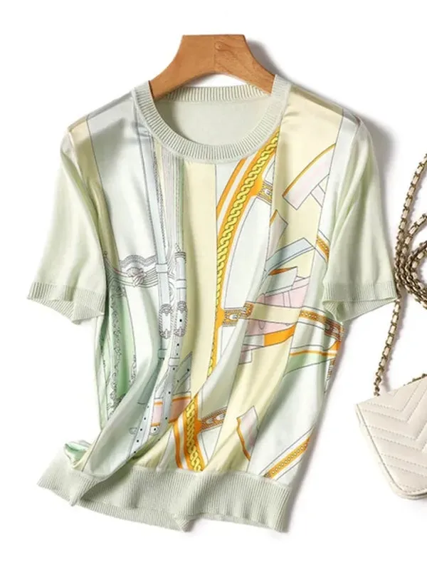 Summer Ice Silk Short Sleeve T-shirt