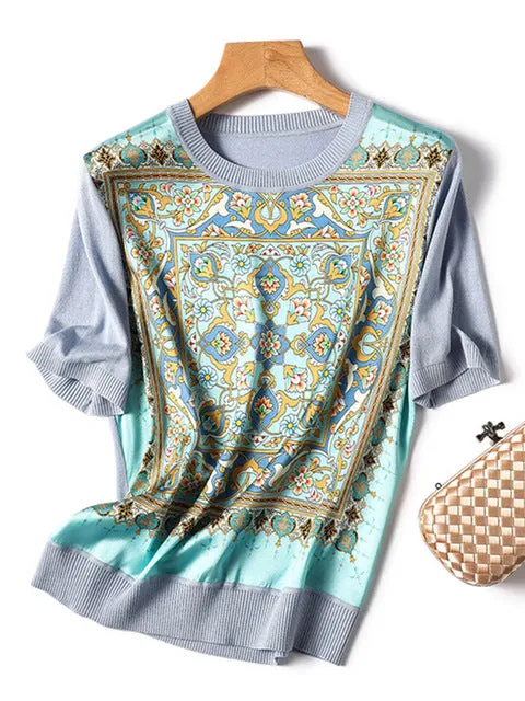 Summer Ice Silk Short Sleeve T-shirt