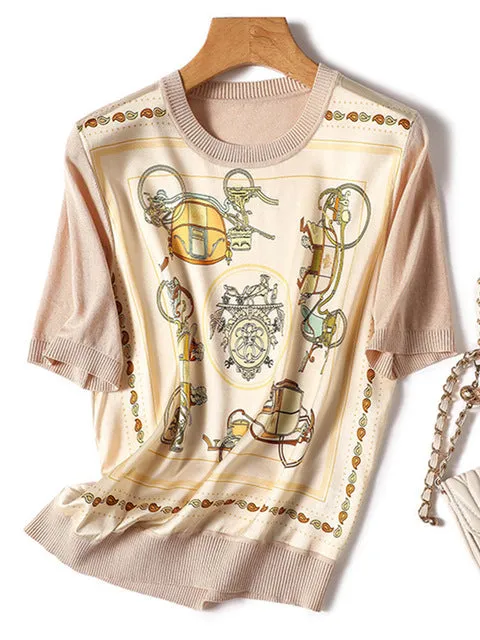 Summer Ice Silk Short Sleeve T-shirt