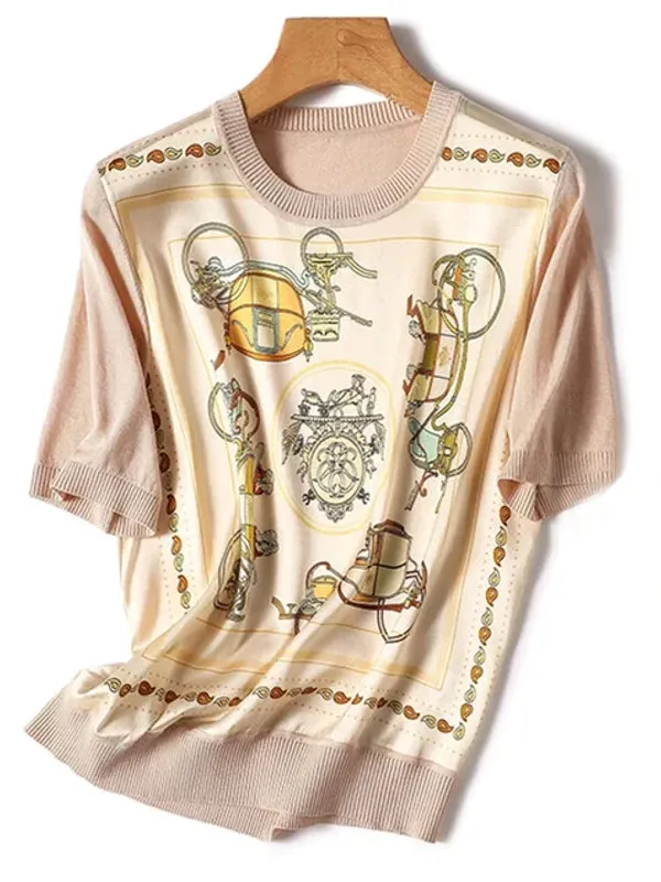 Summer Ice Silk Short Sleeve T-shirt