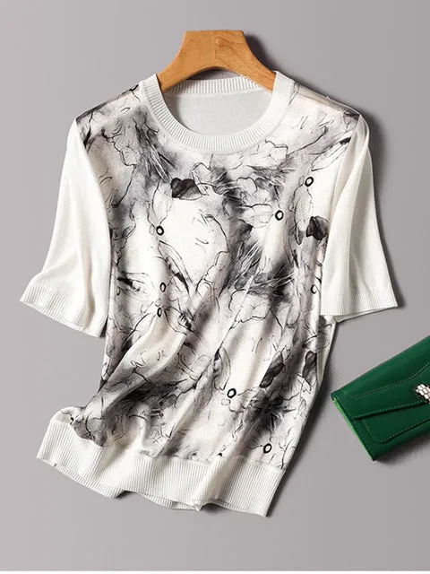 Summer Ice Silk Short Sleeve T-shirt