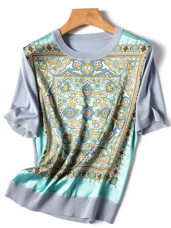 Summer Ice Silk Short Sleeve T-shirt