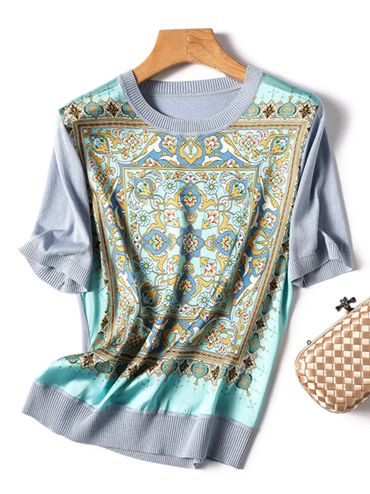 Summer Ice Silk Short Sleeve T-shirt