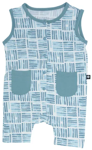 Sweet Bamboo Teal Watercolor Tank Romper
