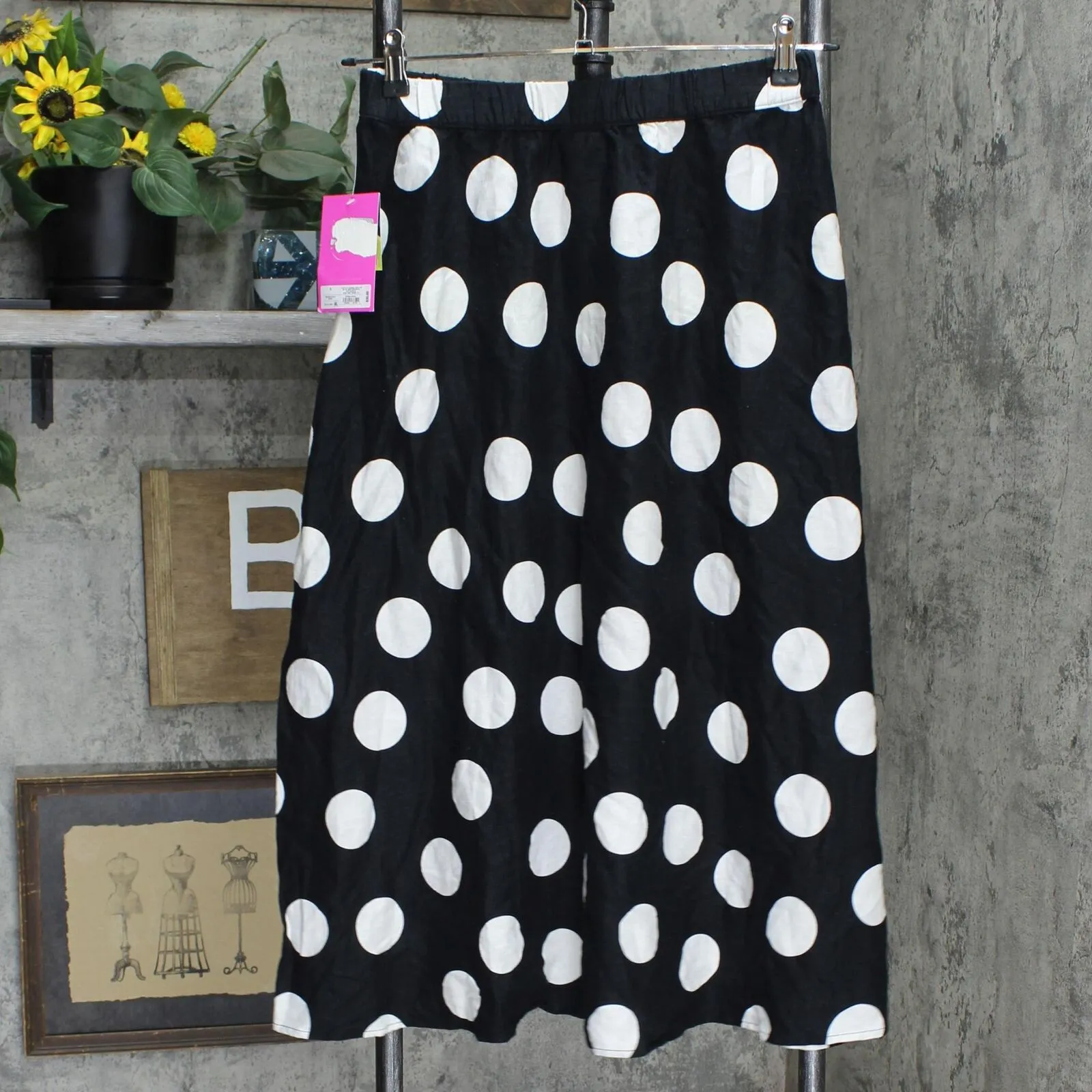 Tabitha Brown for Target Women's Polka Dot Midi Skirt Black / White S