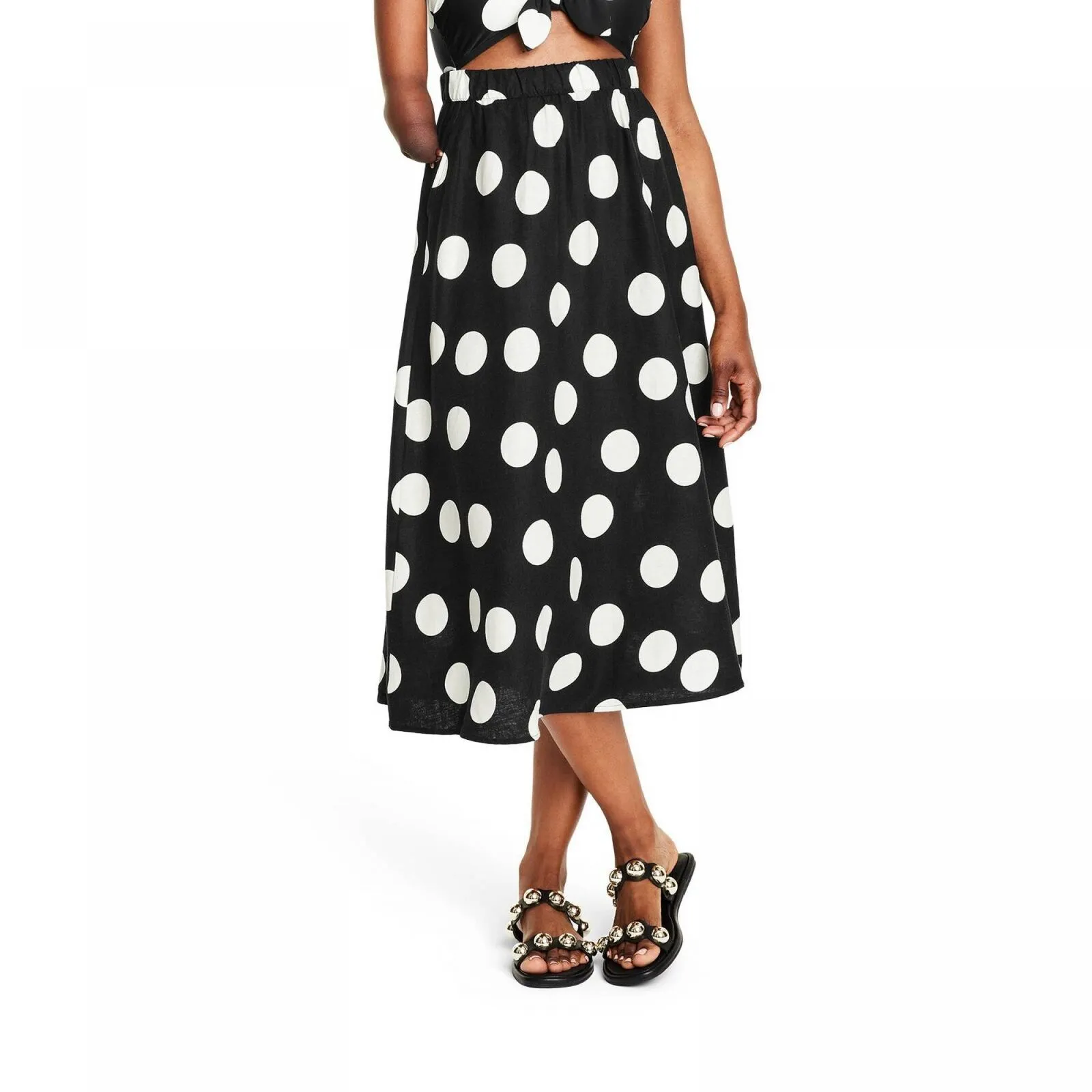 Tabitha Brown for Target Women's Polka Dot Midi Skirt Black / White S