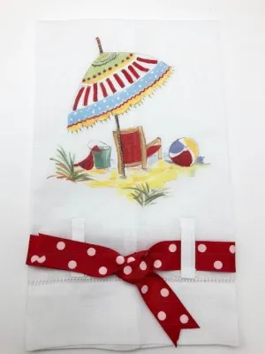 TEA TOWEL - DBB - BEACH DAY WITH POLKA DOT BOW