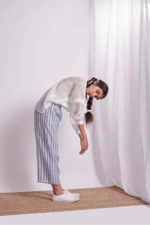 The Plavate I Ostrov Hang Loose Co-ord Set Silk White with Blue Daily Collection AW22-27