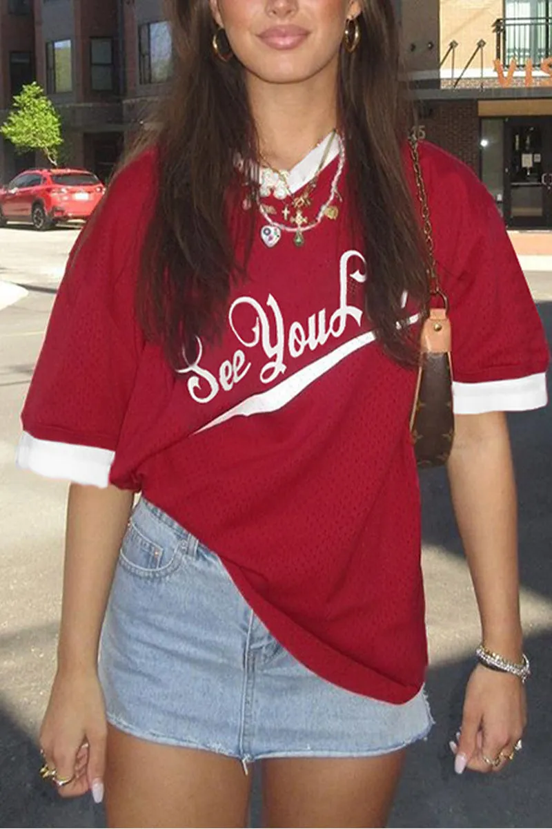 TR3047 Oversized Sporty Shirt Top
