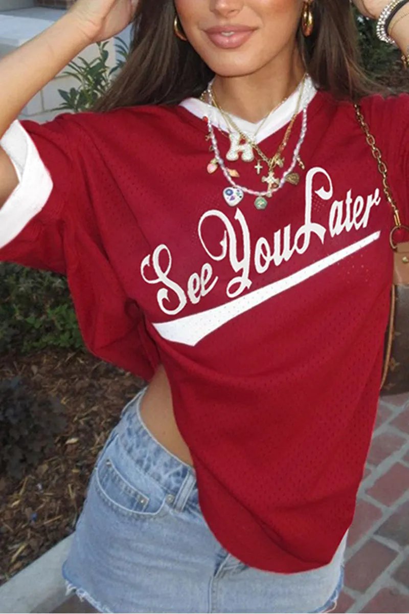 TR3047 Oversized Sporty Shirt Top
