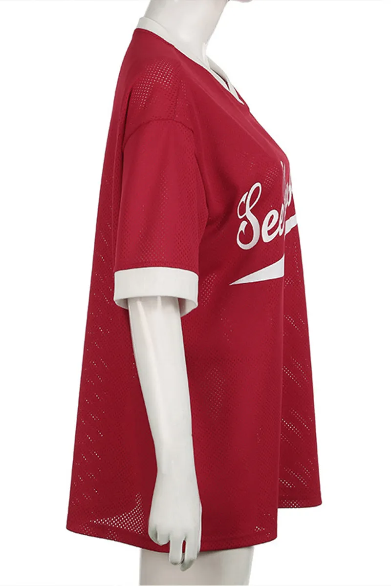 TR3047 Oversized Sporty Shirt Top