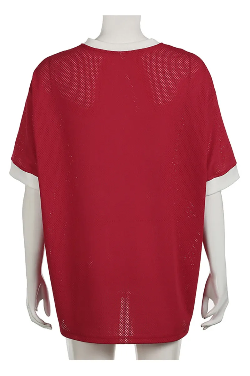 TR3047 Oversized Sporty Shirt Top