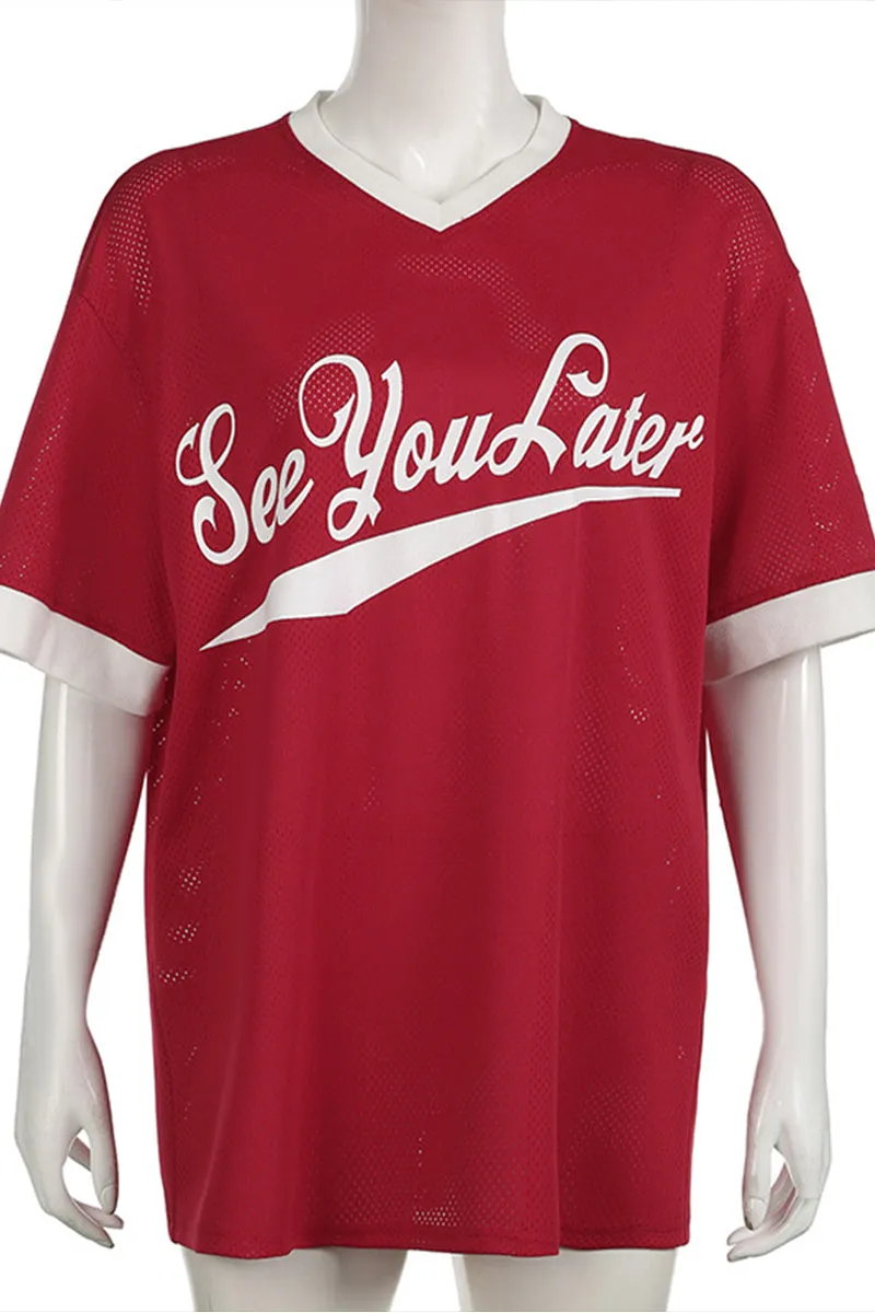 TR3047 Oversized Sporty Shirt Top