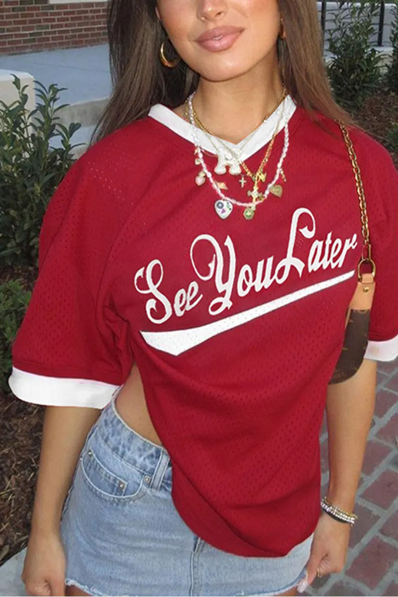 TR3047 Oversized Sporty Shirt Top