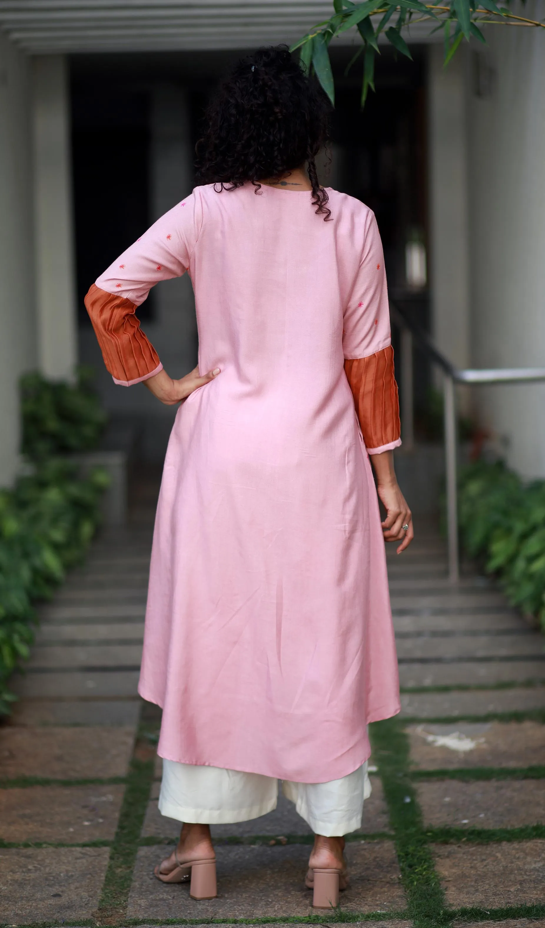 Tropical Valley Mauve Pink Staple Silk Kurta/ Dress