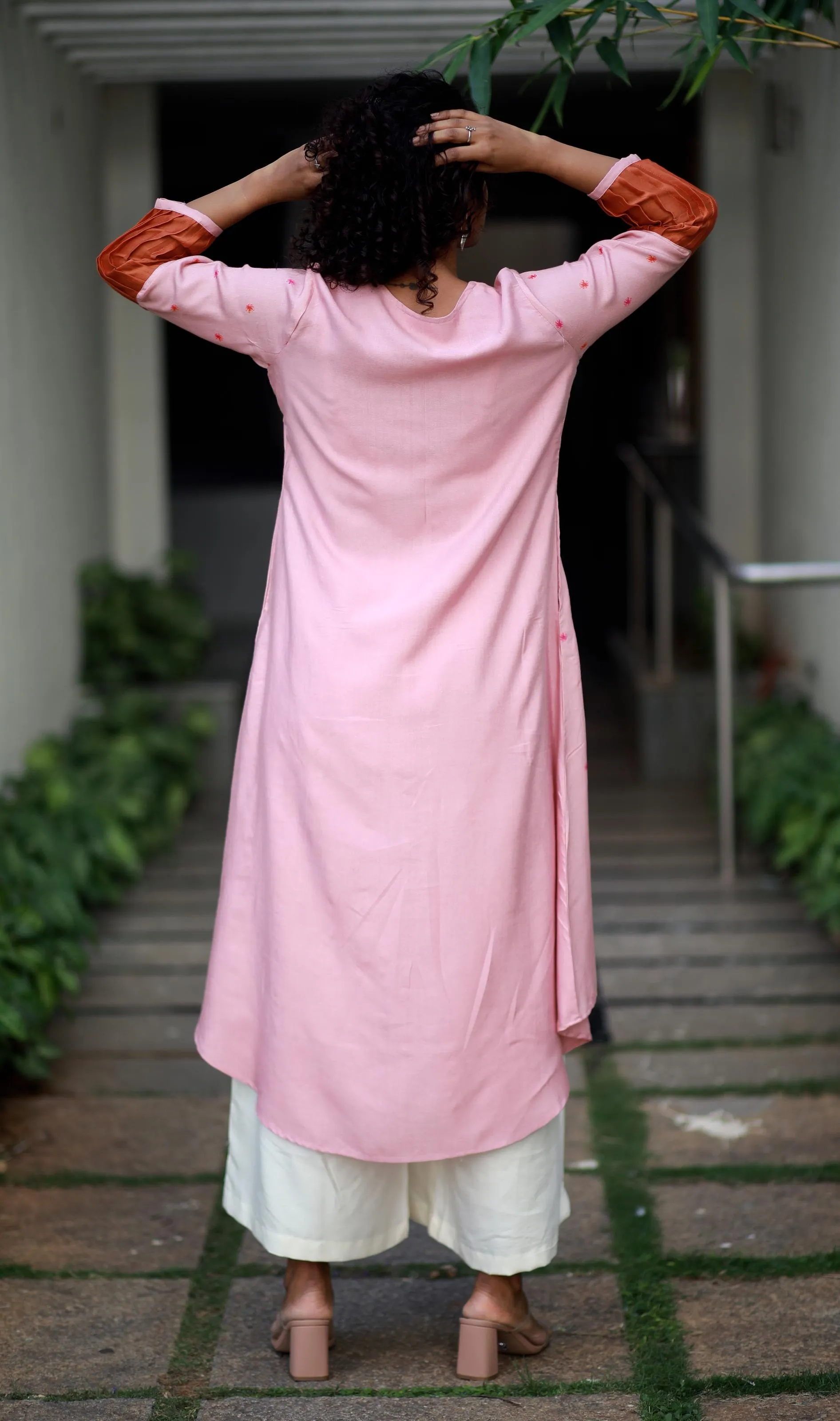 Tropical Valley Mauve Pink Staple Silk Kurta/ Dress